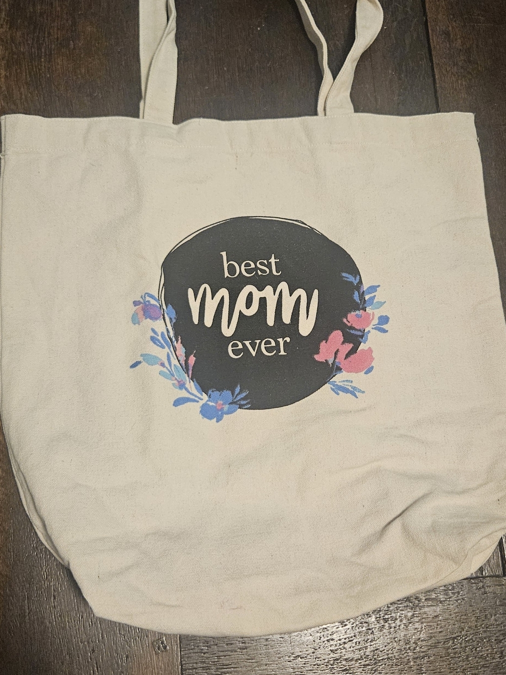 Canvas 'Best Mom Ever' Tote Bag in Natural